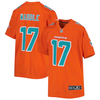 youth nike jaylen waddle orange miami dolphins inverted gam